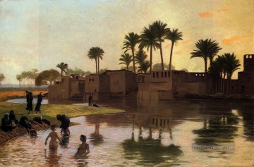 badende - Badende vom Rand eines Flusses griechisch Araber Orientalismus Jean Leon Gerome